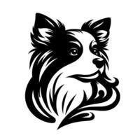 Elegant Black and White Border Collie Portrait, Featuring a Stylized and Artistic with Intricate Details and a Clean Aesthetic. vector