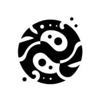Abstract Yin Yang A Circular Black and White Composition with Modern Fluid Lines, Dots, and Subtle Gradients. vector