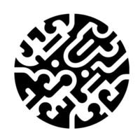 Abstract Black White Circular Pattern with Repeating Geometric Shapes, Dots, and a Minimalist Aesthetic. vector