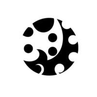 Abstract Black White Circular Geometric Shapes Dots with Crescent Moonlike Cutouts on Light Grey Background, with Shadow. vector