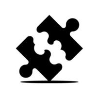 Black puzzle pieces, slightly separated, casting a shadow on a textured white backdrop, symbolizing connection and problemsolving. vector
