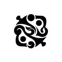 Abstract square black floral on white backdrop, elegant and symmetrical, evoking harmony and balance. vector