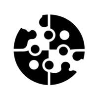Abstract Minimalist Black and White Pizza Slice , Partially Eaten, Circle Form, Modern , Food . vector
