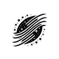 Celestial Emblem A Black and White Composition of Streaks, Stars and Comets Within an Oval vector