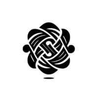 Abstract, Celticinspired black knot centered on a white background, with a subtle drop shadow. vector