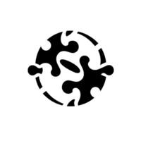 Abstract black and white puzzle inside a circle, representing connection and problemsolving, with texture and gradients. vector
