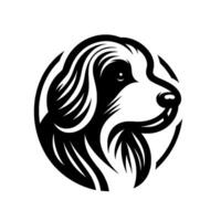 Minimalist Black and White Round Dog Depicting a Friendly Breed Profile, Elegant Lines, and a Touch of Calmness. vector