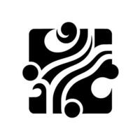 Abstract Black White SquareFramed with Swirling Lines, Circles, and Negative Space, Modern, Minimalist, and Ornamental. vector