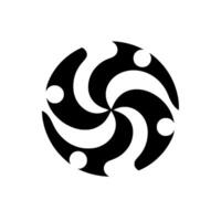Black and White Circular Abstract Composition A Whirlwind Spiral Pattern with Four White Circle Accents on a Plain Background. vector