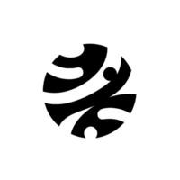 Abstract, Minimalist Black White Featuring Stylized Organic Shapes Within a Circular Composition, Evoking Harmony and Modernity. vector
