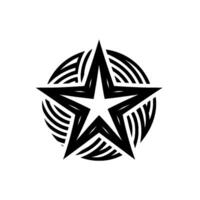 Black and White Star Emblem with Concentric Circle Pattern , Minimalist Art vector