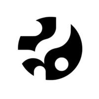 Abstract Black and White Yin Yang Style within a Circle, with a shadow, modern minimalist . vector