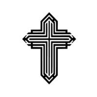Geometric Black Cross on White A Modern, Minimalist Representation of Faith, Featuring Angular Lines and Symbolic Geometry. vector