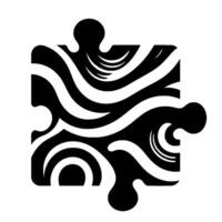 Abstract Black White Puzzle Piece with Wavy Striped Pattern . vector