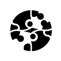 Bold, minimalist circular in black and white, featuring interconnected organic shapes, evoking unity and abstract puzzles. vector