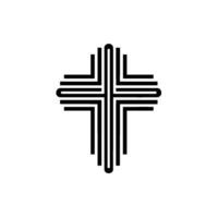 Modern BlackLine Cross Centered on White Background Minimalist, Geometric, and Religious Symbolism vector