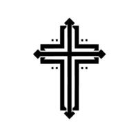 Bold Black Cross Geometric, , and Modern Religious Symbol on a White Canvas. vector