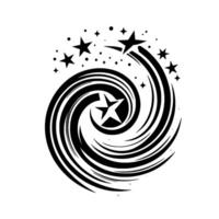 Swirling Black and White Starry Vortex Artistic Depiction of Cosmic Energy and Celestial Elements. vector
