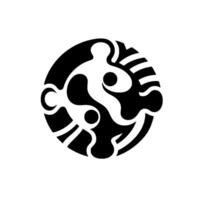 Abstract Black and White Circular Composition Organic Shapes, Symbolic with Humanoid Forms, Modern Silhouette. vector