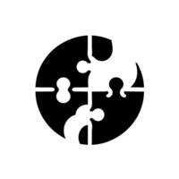 Abstract Black White Puzzle within a Circle Conceptual Illustration Representing Unity, Problem Solving, and Interconnection. vector