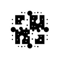 Abstract black and white jigsaw puzzle with circular and dot accents, minimalist composition, geometric art, and clean aesthetic. vector