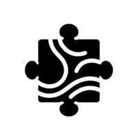 Isolated black jigsaw puzzle piece with white organic lines, on a white background. Symbolic of problemsolving and completion. vector