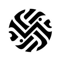 A Minimalist Circular Featuring Intertwined Black White Geometric Forms, Showcasing Modernity and Balance. vector