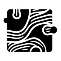 Abstract Black White Puzzle Piece with Wavy Lines, SemiCircles, and Circular Pegs on White Background, Minimalist . vector