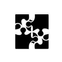 Black and White, SquareFramed Puzzle Four Interlocking Pieces Forming a Complete Symbol, Flat Aesthetic, Minimalist. vector