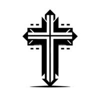 Geometric Art Deco Christian Cross with Black and White , Symbolic and Modern Interpretation. vector