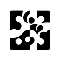 Abstract puzzlelike in black and white, composed of four distinct elements with rounded corners and an overall symmetrical composition. vector