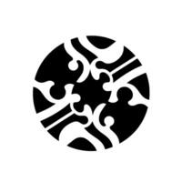 Symmetrical circular featuring interconnected, stylized, organic shapes in a stark contrast of black and white. vector