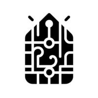 Minimalist Black White CircuitBoard Home with Electronic Pathways and Smart Technology Connection. vector
