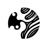Abstract YinYang A illustration of a stylized YinYang symbol with bold black, white, and gray shapes inside a circle. vector