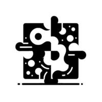 Abstract Black and White Composition of Organic and Geometric Shapes, Square Structure. vector