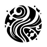 Monochrome TribalInspired Circular with Swirling Elements, Gradients, and Geometric Accents, Emphasizing Fluidity. vector