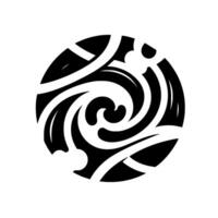 Intricate Black and White Circular Featuring Swirls and Organic Shapes on a Textured Background. vector