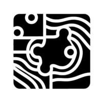 Abstract black and white illustration of a puzzle with curved lines, circular accents, and square corners suggesting completion or connection. vector