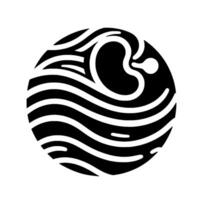 Abstract black and white circular with stylized beanlike forms and undulating wave patterns, creating a modern, minimalist composition. vector