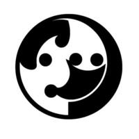 Abstract Black and White Circle Featuring Faces and Crown Elements, Creating a Modern and Symbolic . vector