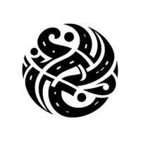 Intricate Celticinspired abstract in black and white, forming a symmetrical, ornamental, and decorative circular composition. vector