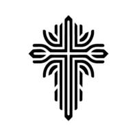 Abstract Geometric Black White Crucifix Symbol, Artistic , Modern with Stylized Lines on a White Background. vector
