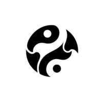 Yin and Yang Symbol with Simple , Black and White, Two Halves Circle, Harmony Balance Concept. vector