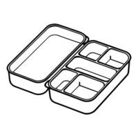 open bento lunch box outline with compartments minimalist black and white container design for food storage vector