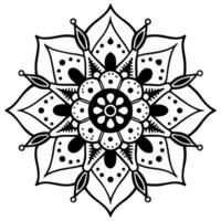 Intricate black and white mandala design with floral and geometric patterns vector