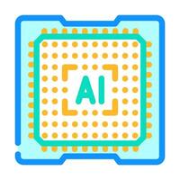 computer chip ai integration color icon illustration vector