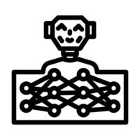 neural network ai integration line icon illustration vector