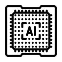 computer chip ai integration line icon illustration vector