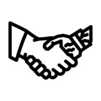human and robot handshake ai integration line icon illustration vector
