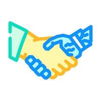 human and robot handshake ai integration color icon illustration vector